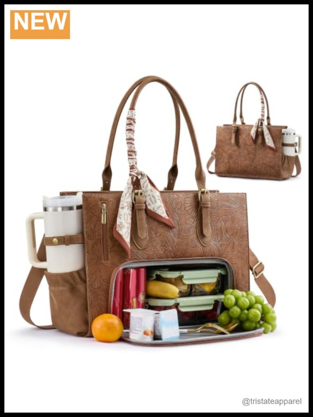 3-in-1 Work Tote Bag with Lunch Compartment for Women Fits 15.6" Laptop Faux